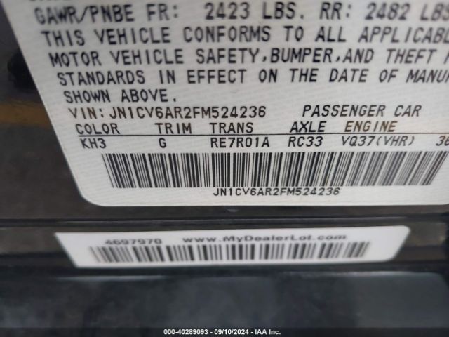 JN1CV6AR2FM524236 Infiniti Q40