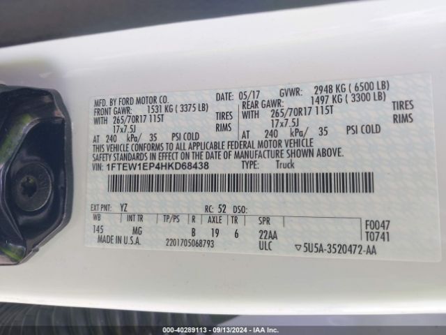 1FTEW1EP4HKD68438 Ford F-150 Xlt
