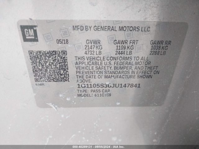 1G1105S36JU147841 Chevrolet IMPALA 1LT