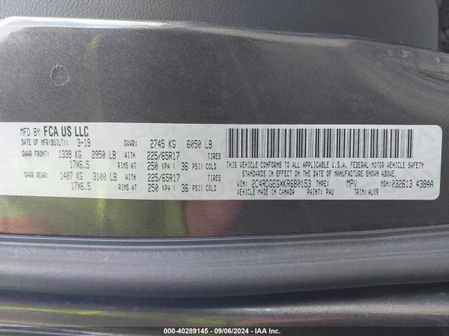 Dodge Grand Caravan Gt 2019 2C4RDGEGXKR680153 Image 9
