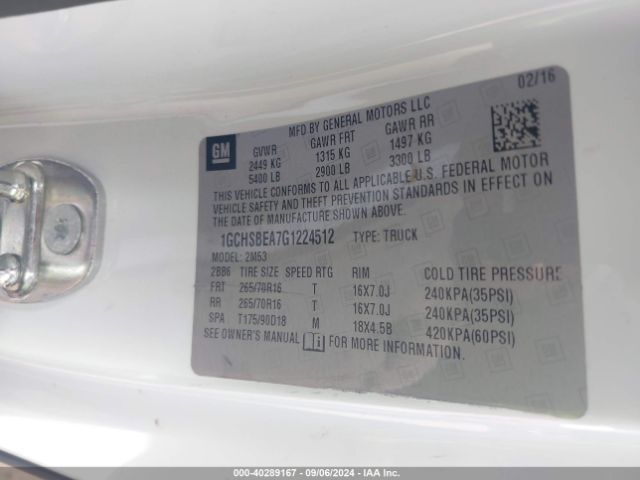 1GCHSBEA7G1224512 Chevrolet Colorado Wt