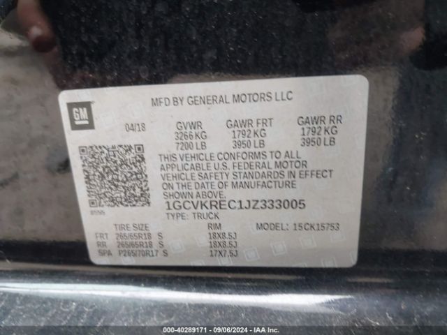 1GCVKREC1JZ333005 Chevrolet Silverado 1500 2lt