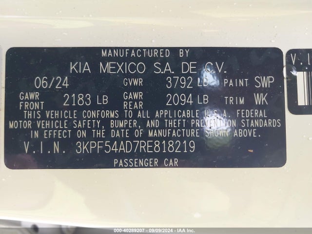 KIA Forte Gt-line 2024 3KPF54AD7RE818219 Image 9