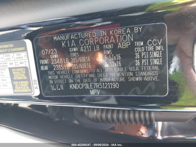 KNDCP3LE7R5121190 KIA NIRO LX