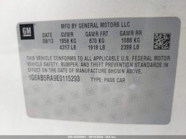 1G6AB5RA9E0115293 Cadillac ATS LUXURY