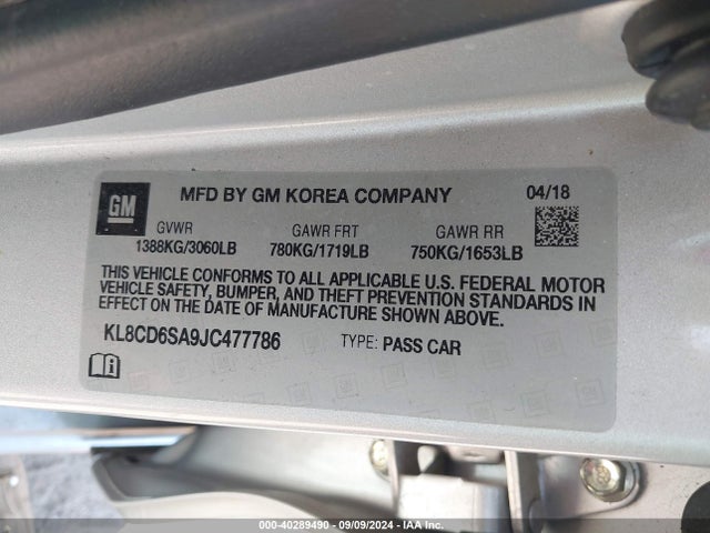 Chevrolet Spark 1lt Cvt 2018 KL8CD6SA9JC477786 Image 9