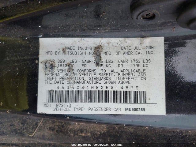 2002 MITSUBISHI ECLIPSE 4A3AC84H02E014879 Photo 8