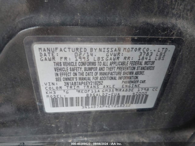 Nissan SENTRA SV 2014 3N1AB7AP4EY218252 Image 9