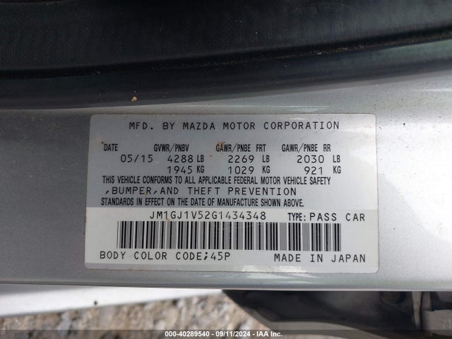 JM1GJ1V52G1434348 Mazda Mazda6 I Touring
