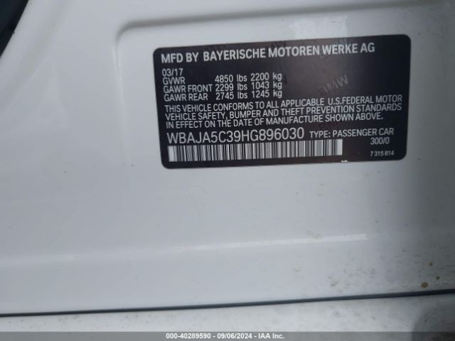 WBAJA5C39HG896030 BMW 530I