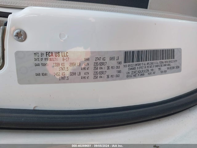 2C4RC1AGXJR101294 Chrysler PACIFICA L