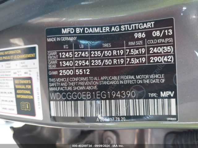 WDCGG0EB1EG194390 Mercedes-Benz Glk 250 Bluetec 4matic