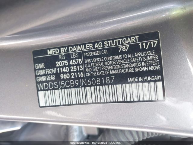 WDDSJ5CB9JN608187 Mercedes-Benz Amg Cla 45 4matic