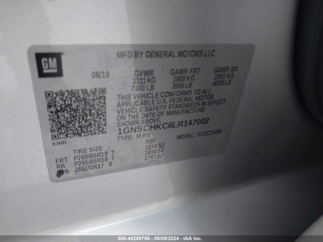 Chevrolet Suburban 2wd Lt 2020 1GNSCHKC6LR147002 Image 9