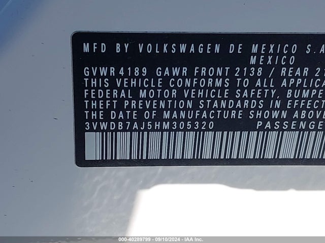3VWDB7AJ5HM305320 Volkswagen Jetta 1.4t Se