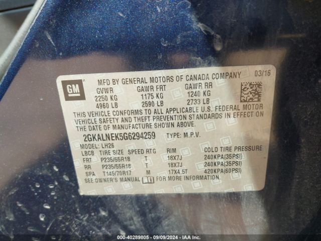 2GKALNEK5G6294259 GMC Terrain Sle-2