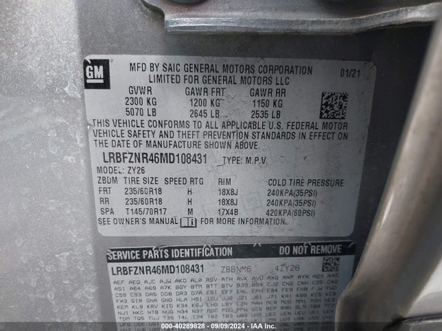 LRBFZNR46MD108431 Buick Envision Fwd Essence