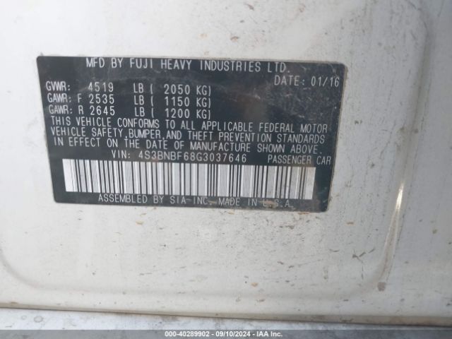 4S3BNBF68G3037646 Subaru Legacy 2.5i Premium