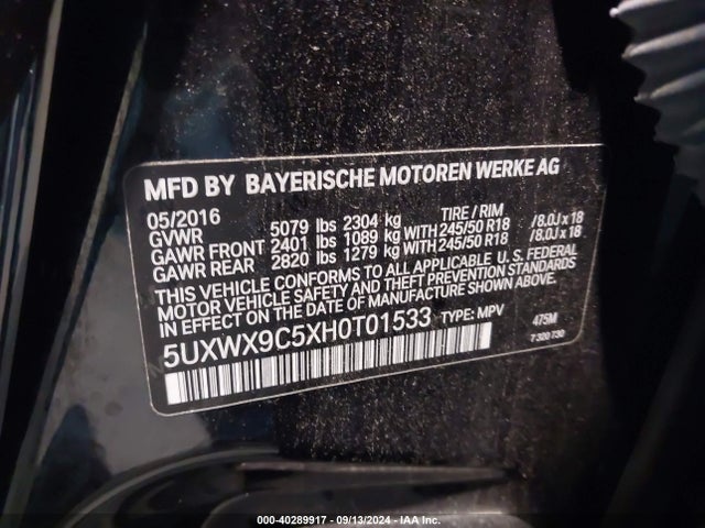 5UXWX9C5XH0T01533 BMW X3 Xdrive28i