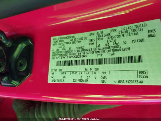 1FTEW1E52KKD29563 Ford F-150 Xlt