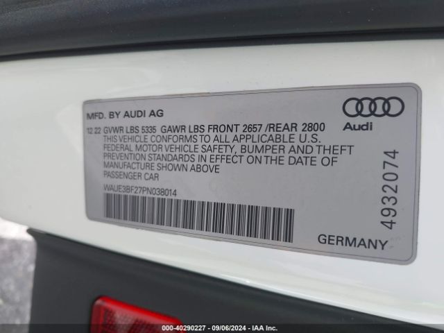 WAUE3BF27PN038014 Audi A6 Premium Plus 45 Tfsi Quattro S Tronic