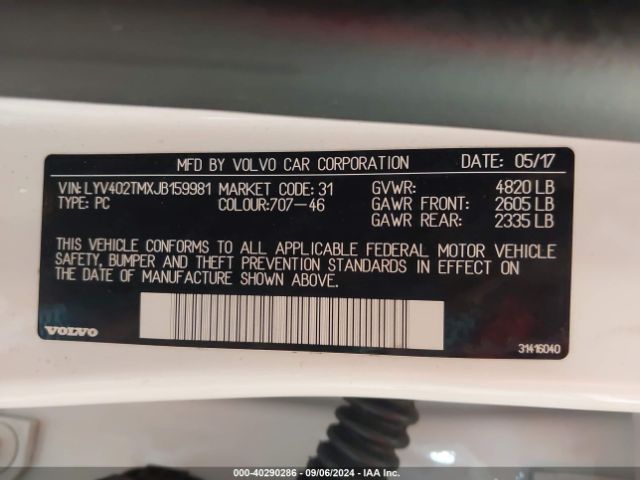 LYV402TMXJB159981 Volvo S60 Inscription T5 Platinum