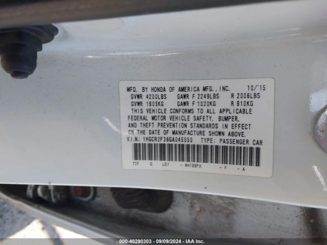 1HGCR2F38GA045550 Honda ACCORD LX