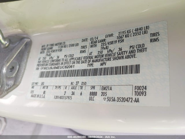 Ford Escape Titanium 2014 1FMCU9J94EUC82061 Image 9
