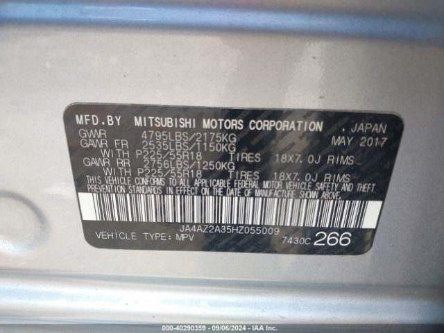JA4AZ2A35HZ055009 Mitsubishi Outlander Es
