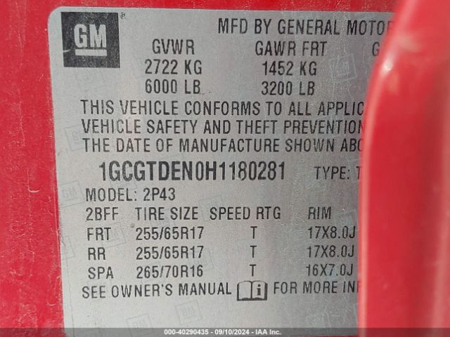 1GCGTDEN0H1180281 Chevrolet Colorado Z71