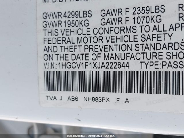 1HGCV1F1XJA222644 Honda ACCORD LX