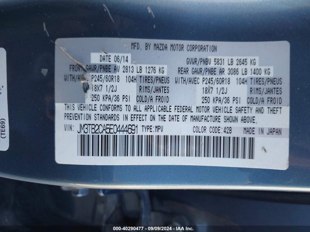 JM3TB2CA5E0444691 Mazda Cx-9 Touring