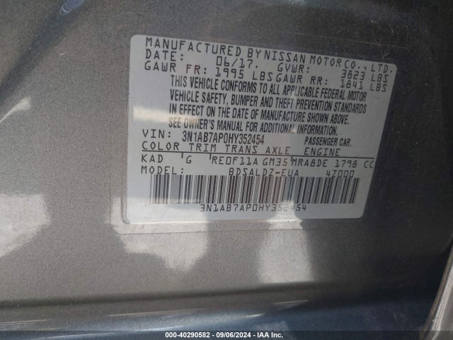 Nissan SENTRA SV 2017 3N1AB7AP0HY352454 Image 9