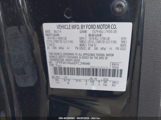 Ford F-150 Svt Raptor 2014 1FTFW1R66EFC29048 Image 9