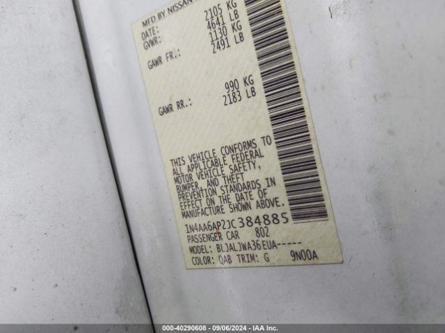 1N4AA6AP2JC384885 Nissan Maxima 3.5 Sv