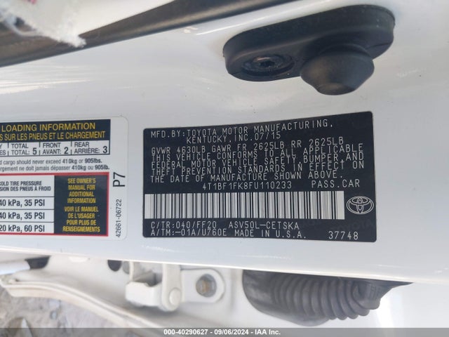 Toyota CAMRY SE 2015 4T1BF1FK8FU110233 Image 9