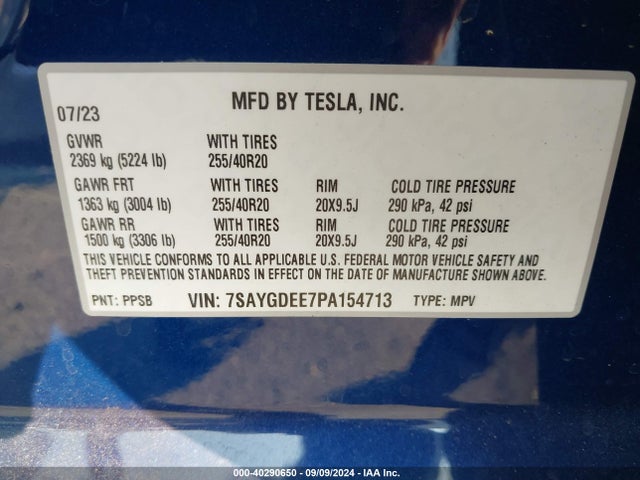 2023 TESLA MODEL Y 7SAYGDEE7PA154713 Photo 8