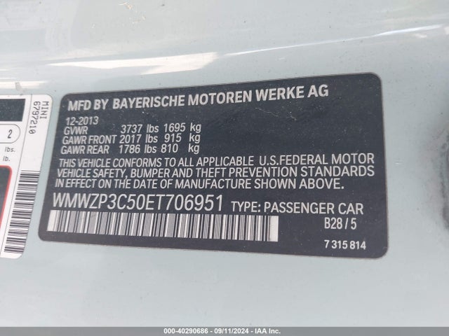 2014 MINI CONVERTIBLE WMWZP3C50ET706951 Photo 8