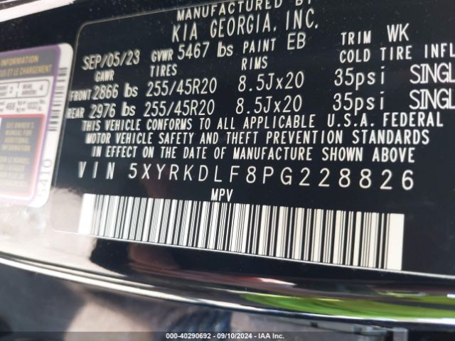 5XYRKDLF8PG228826 KIA Sorento Sx Prestige