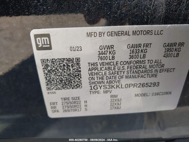 1GYS3KKL0PR265293 Cadillac Escalade Esv 2wd Premium Luxury