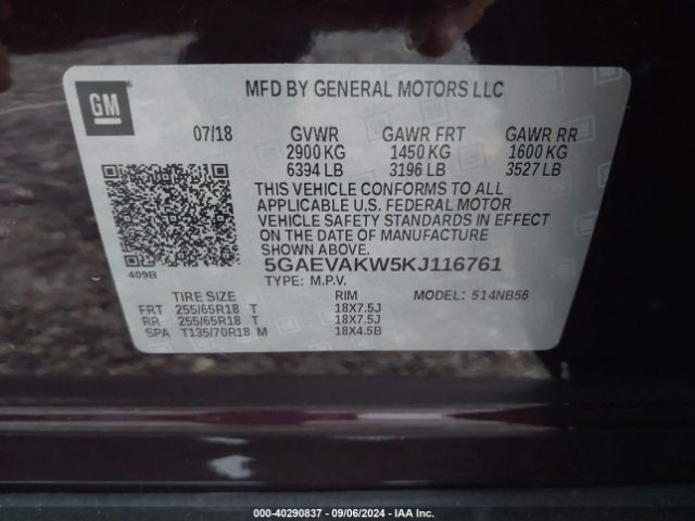 5GAEVAKW5KJ116761 Buick Enclave Awd Essence