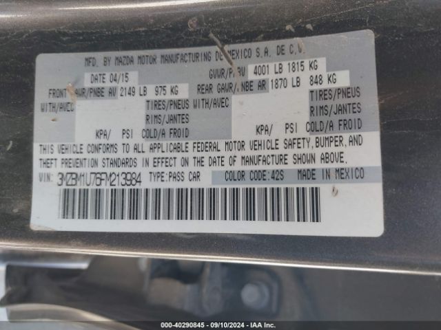 3MZBM1U76FM213984 Mazda Mazda3 I Sport