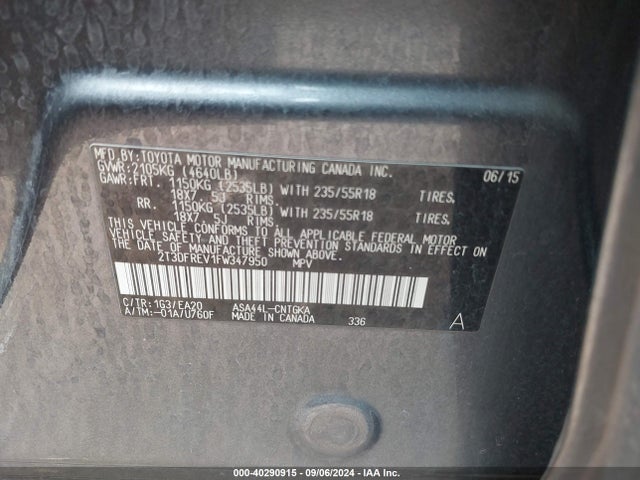Toyota Rav4 Limited 2015 2T3DFREV1FW347950 Image 9