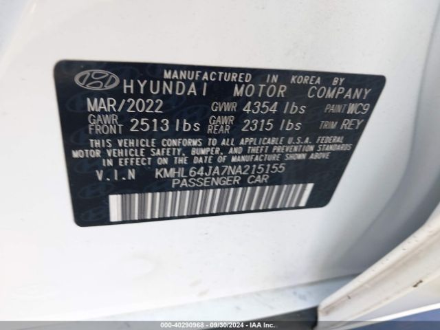 KMHL64JA7NA215155 Hyundai SONATA SEL