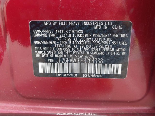 JF2GPAMC6F8264338 Subaru Xv Crosstrek 2.0i Limited