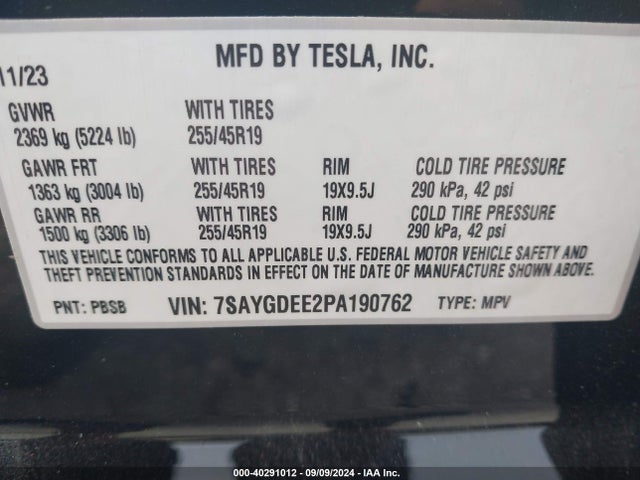 2023 TESLA MODEL Y 7SAYGDEE2PA190762 Photo 8