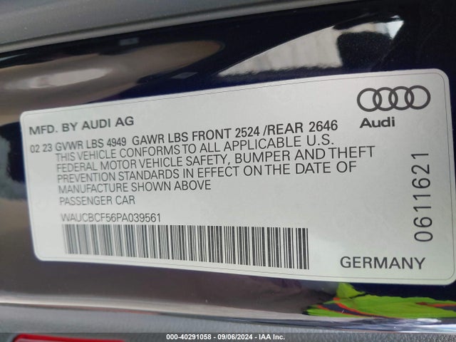 WAUCBCF56PA039561 Audi A5 Sportback Premium Plus 40 Tfsi Quattro S Tronic