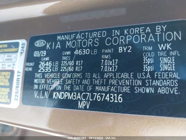 KNDPM3AC7L7674316 KIA Sportage Lx