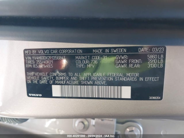 YV4H60DX2P1356847 Volvo Xc60 Recharge Plug-in Hybrid T8 Ultimate Dark Theme