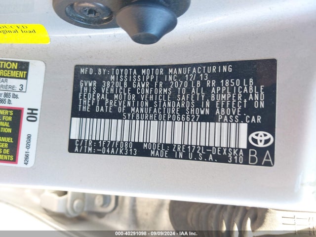 Toyota Corolla S Plus 2014 5YFBURHE0EP066627 Image 9